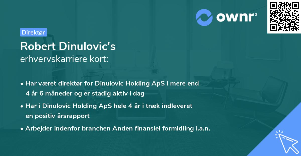 Robert Dinulovic's erhvervskarriere kort