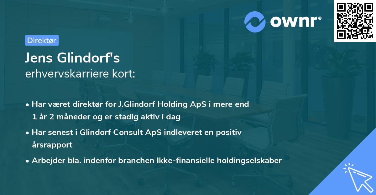 Jens Glindorf's erhvervskarriere kort