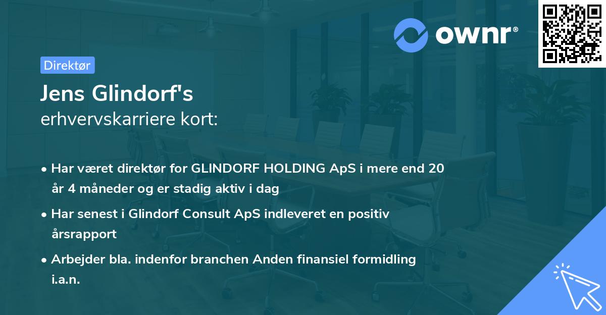 Jens Glindorf's erhvervskarriere kort
