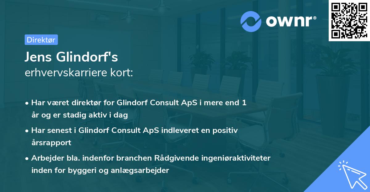 Jens Glindorf's erhvervskarriere kort