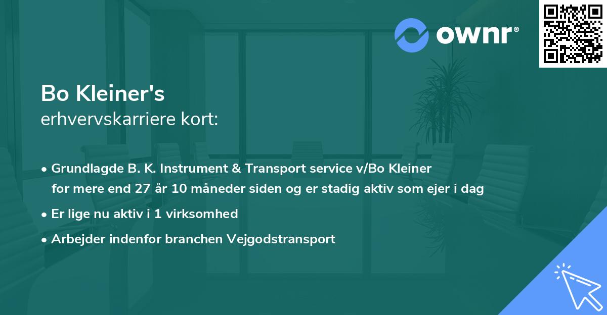 Bo Kleiner's erhvervskarriere kort