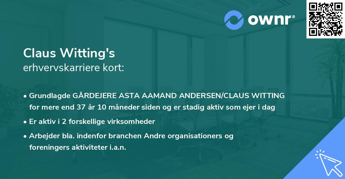 Claus Witting's erhvervskarriere kort