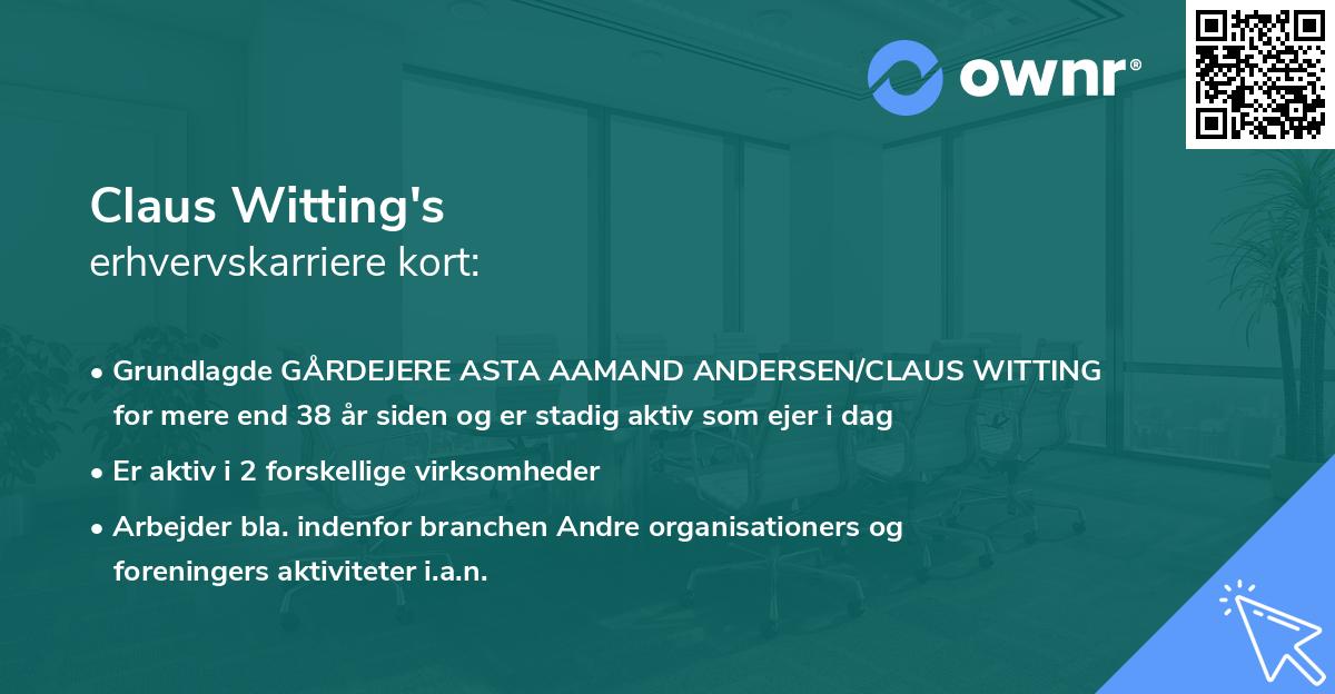 Claus Witting's erhvervskarriere kort