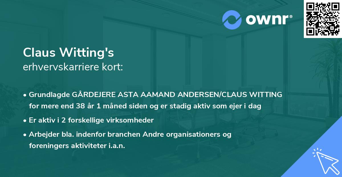 Claus Witting's erhvervskarriere kort
