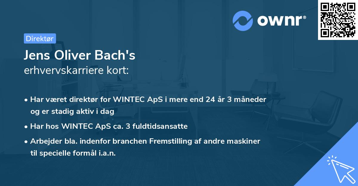 Jens Oliver Bach's erhvervskarriere kort
