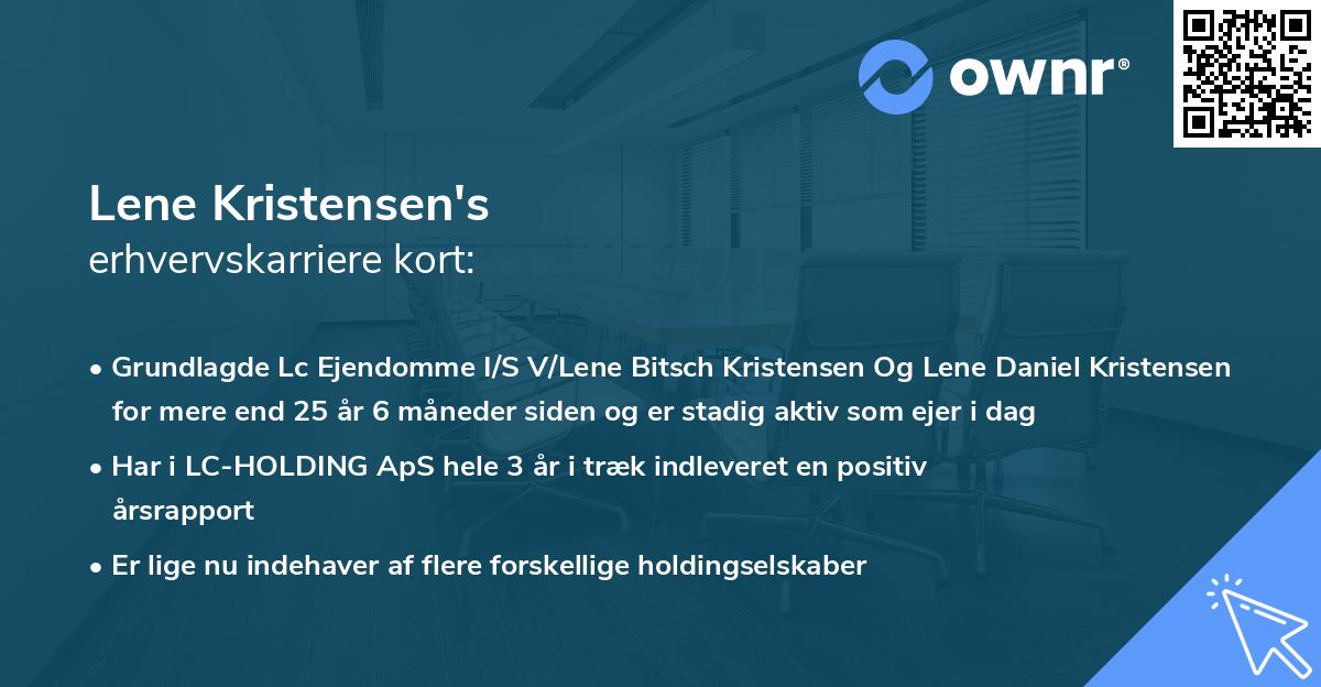 Lene Kristensen's erhvervskarriere kort