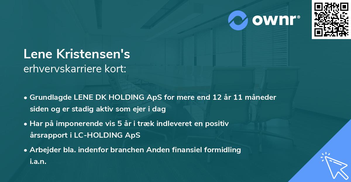 Lene Kristensen's erhvervskarriere kort