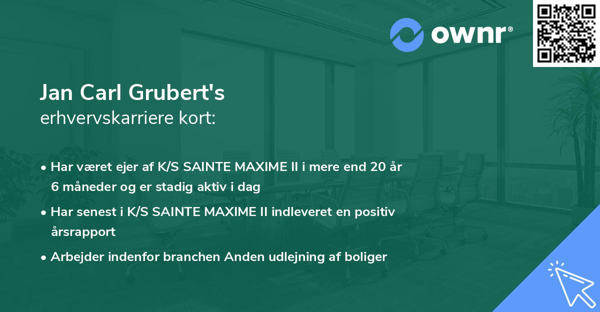 Jan Carl Grubert's erhvervskarriere kort
