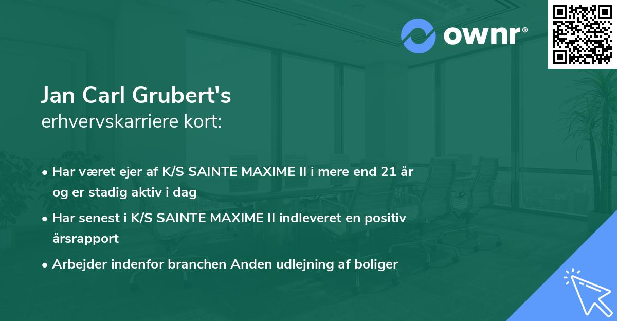 Jan Carl Grubert's erhvervskarriere kort
