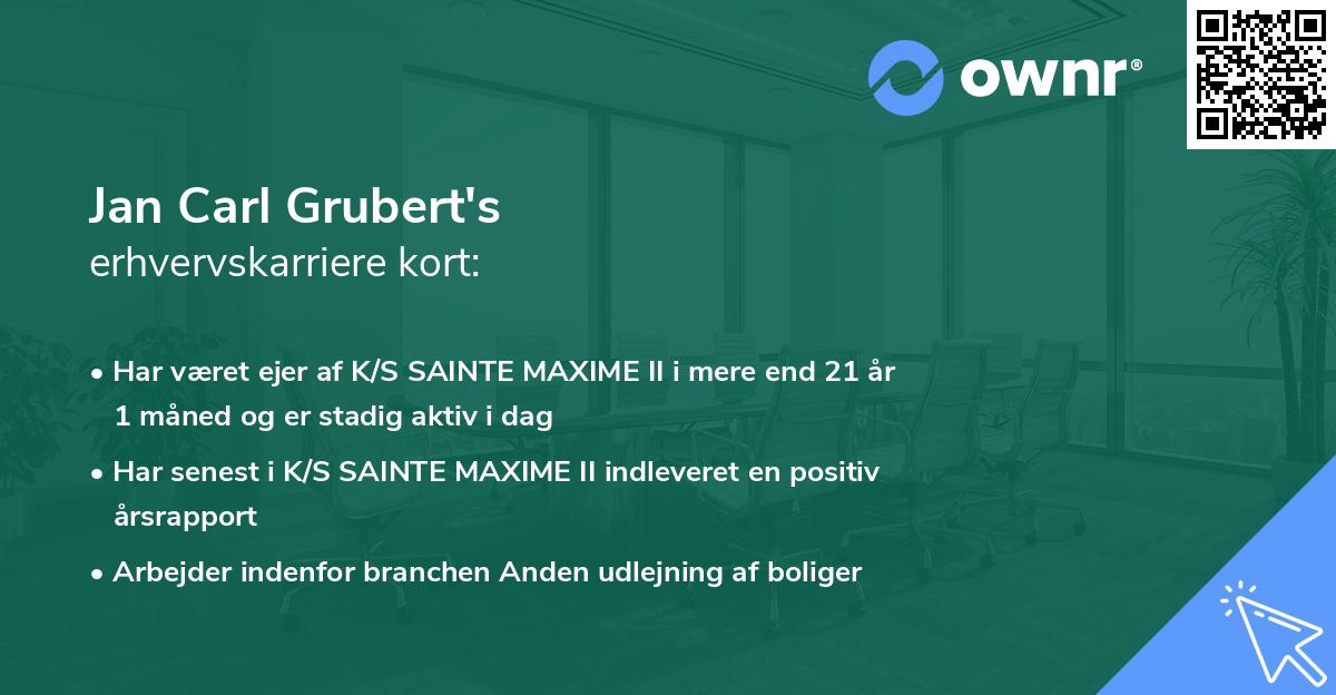 Jan Carl Grubert's erhvervskarriere kort