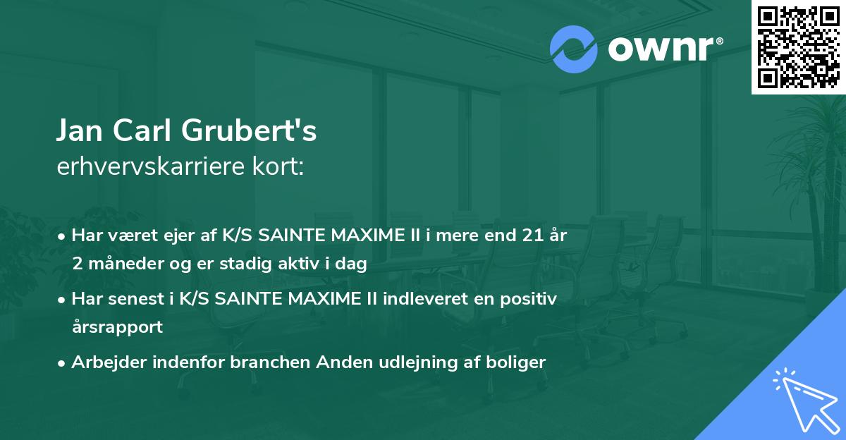 Jan Carl Grubert's erhvervskarriere kort