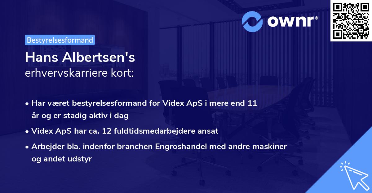 Hans Albertsen's erhvervskarriere kort