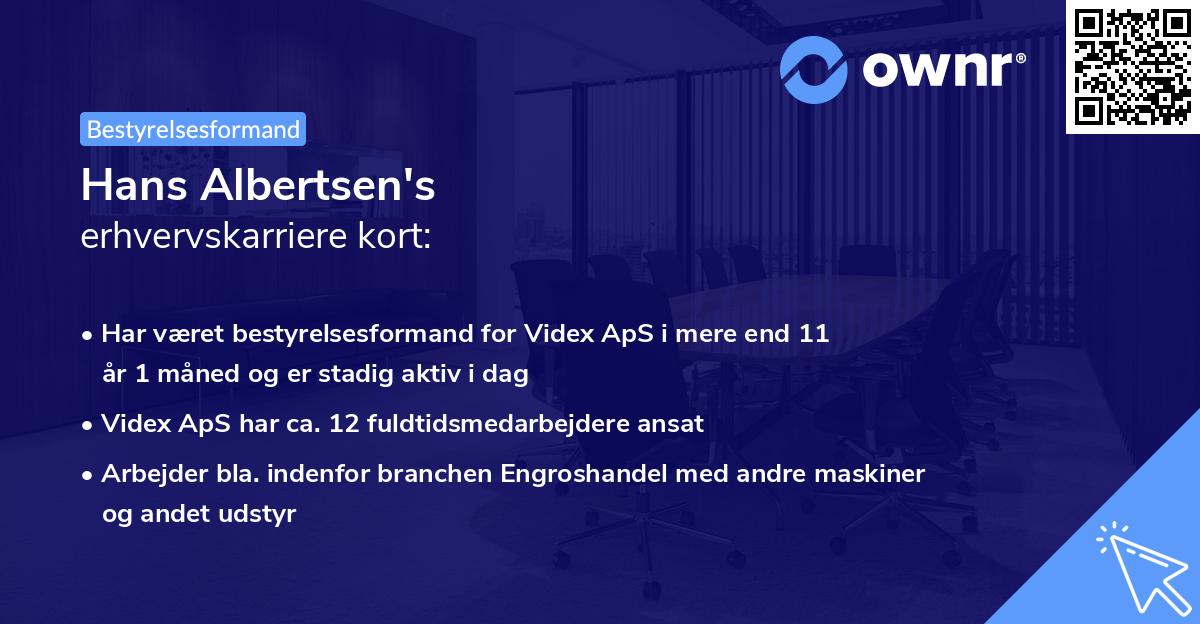 Hans Albertsen's erhvervskarriere kort