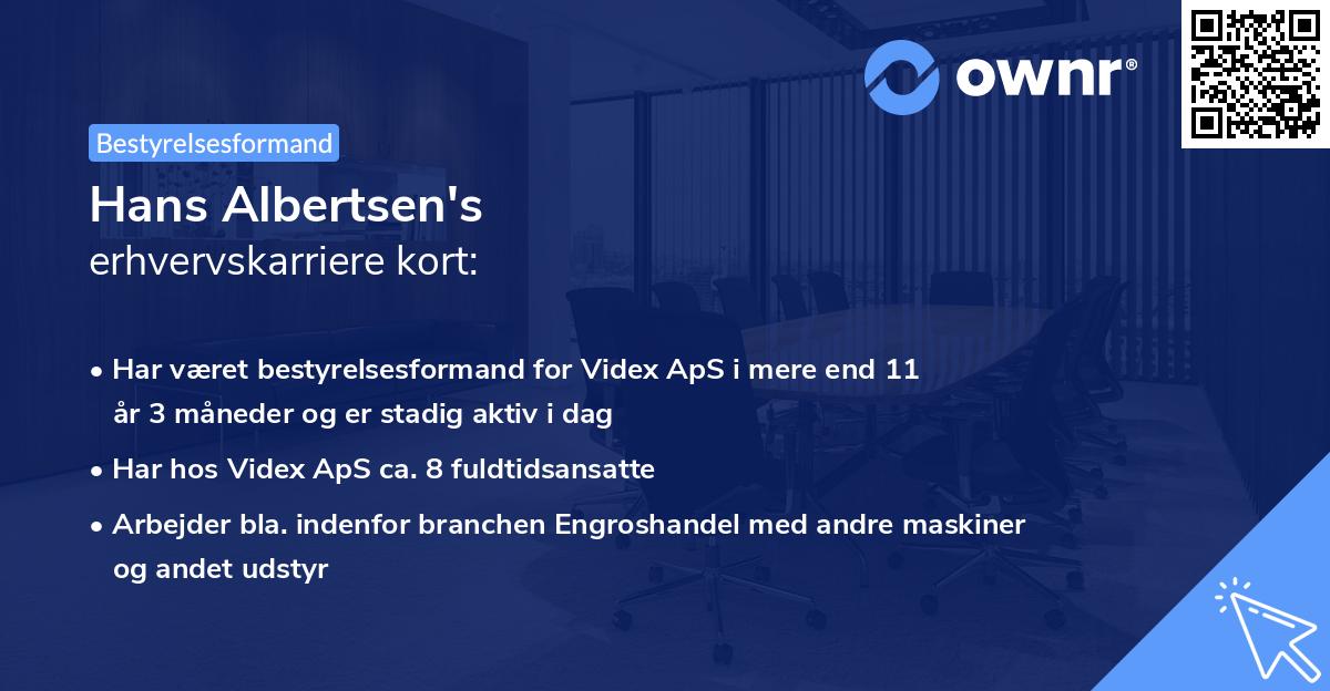 Hans Albertsen's erhvervskarriere kort