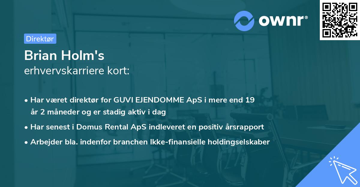 Brian Holm's erhvervskarriere kort
