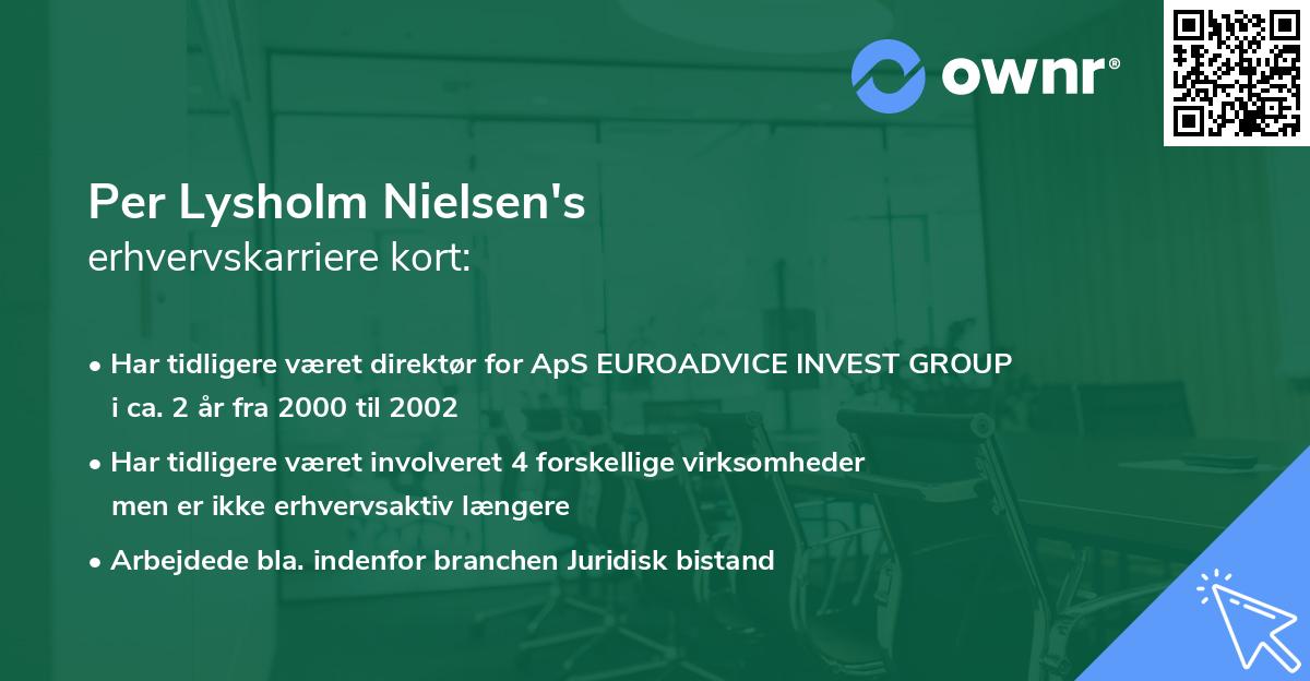 Per Lysholm Nielsen's erhvervskarriere kort