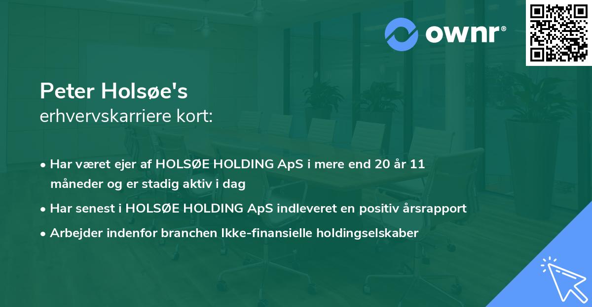 Peter Holsøe's erhvervskarriere kort