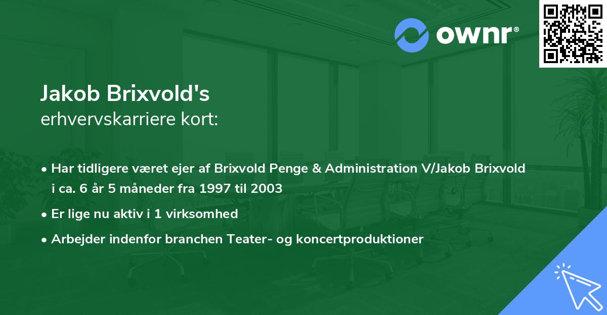 Jakob Brixvold's erhvervskarriere kort