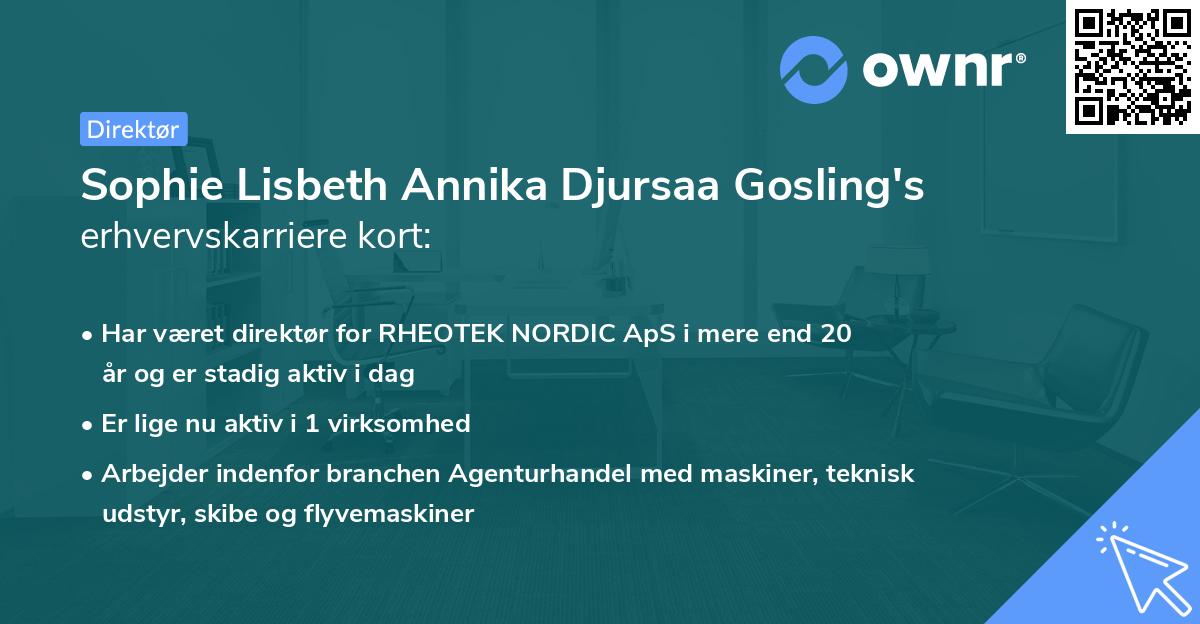 Sophie Lisbeth Annika Djursaa Gosling's erhvervskarriere kort
