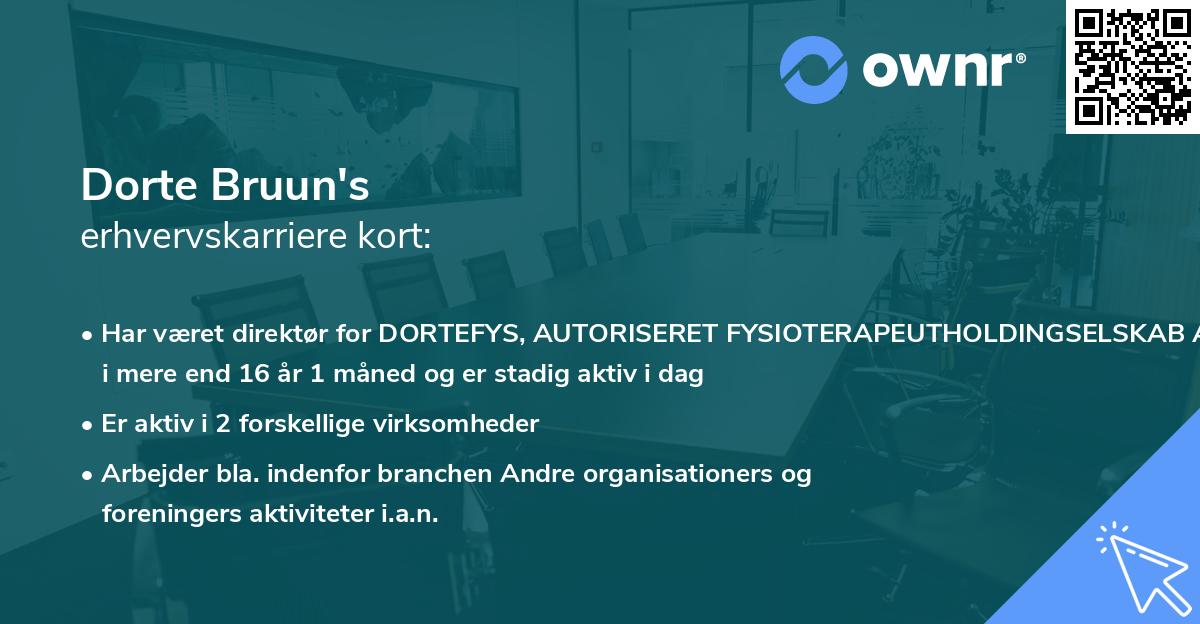Dorte Bruun's erhvervskarriere kort