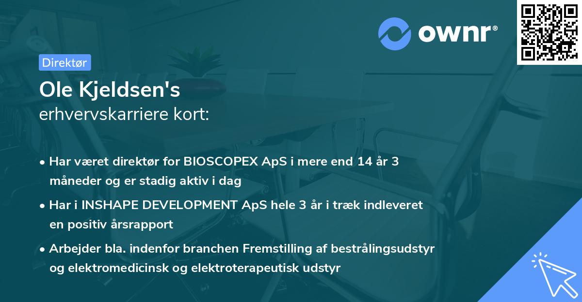 Ole Kjeldsen's erhvervskarriere kort