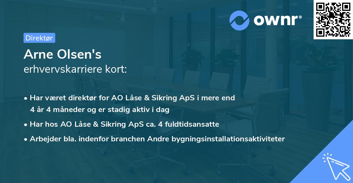 Arne Olsen's erhvervskarriere kort