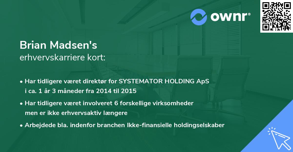 Brian Madsen's erhvervskarriere kort