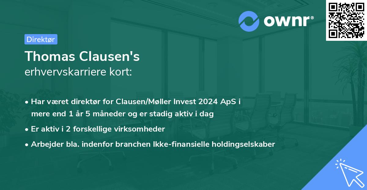 Thomas Clausen's erhvervskarriere kort