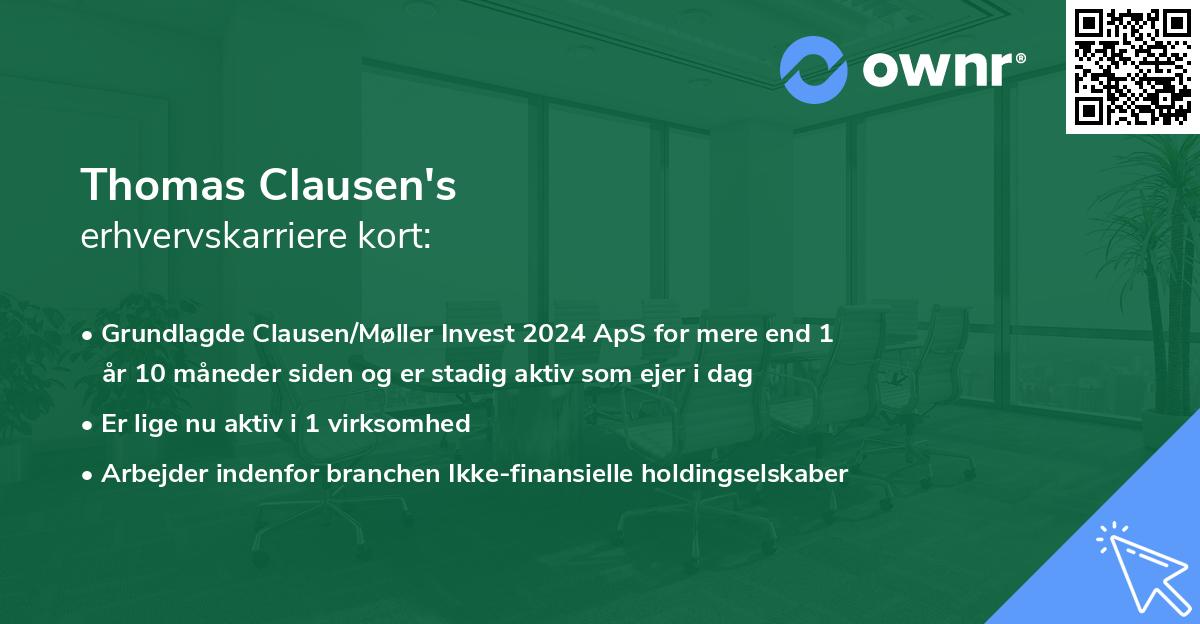 Thomas Clausen's erhvervskarriere kort