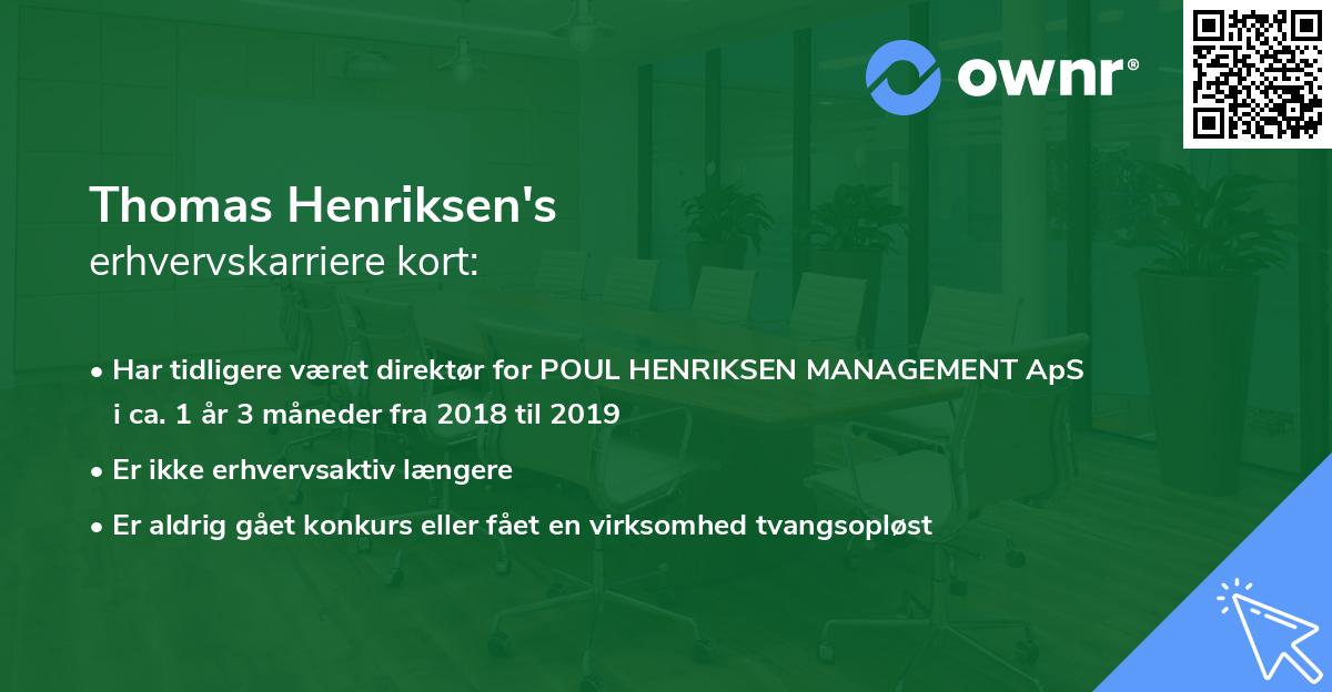 Thomas Henriksen's erhvervskarriere kort