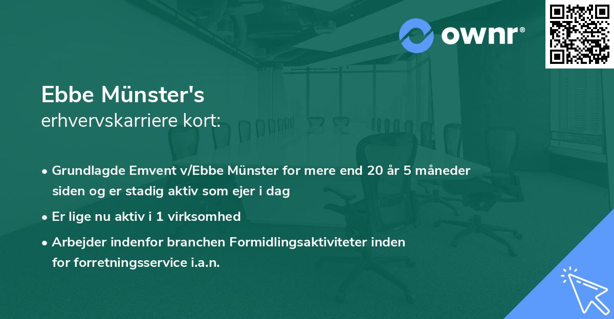 Ebbe Münster's erhvervskarriere kort