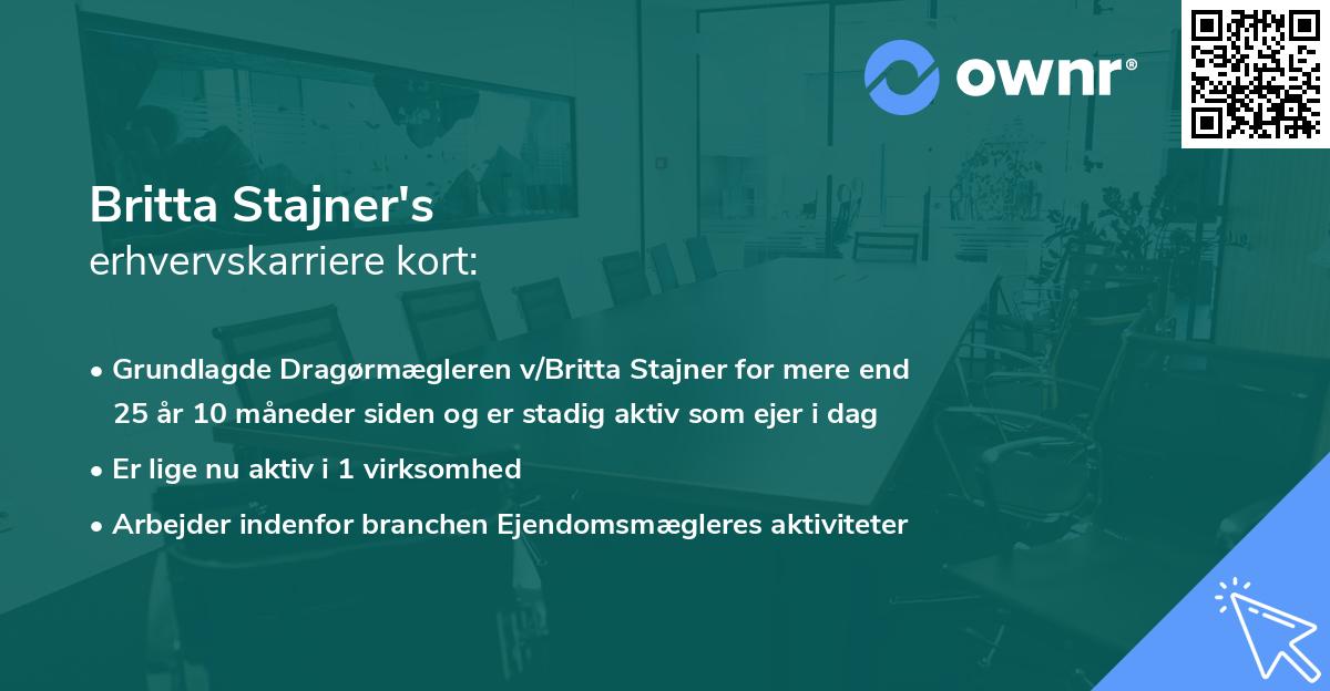 Britta Stajner's erhvervskarriere kort