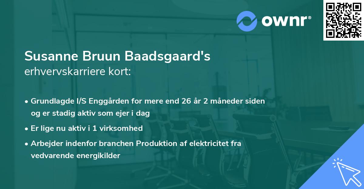 Susanne Bruun Baadsgaard's erhvervskarriere kort