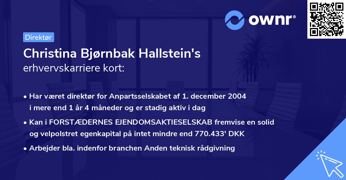 Christina Bjørnbak Hallstein's erhvervskarriere kort