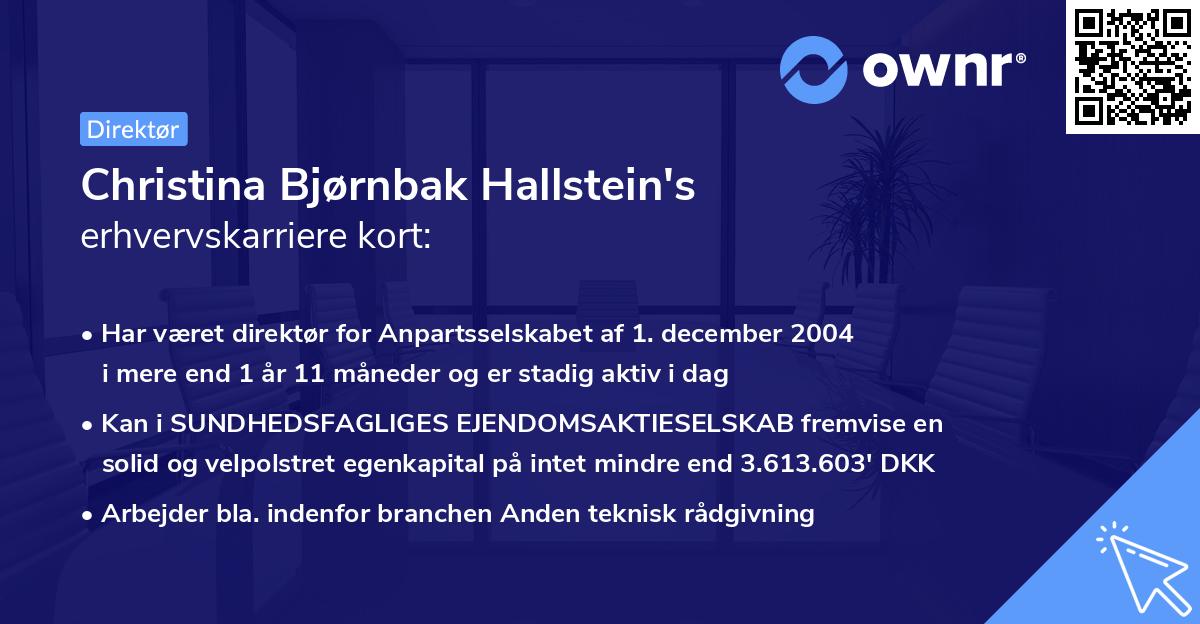 Christina Bjørnbak Hallstein's erhvervskarriere kort