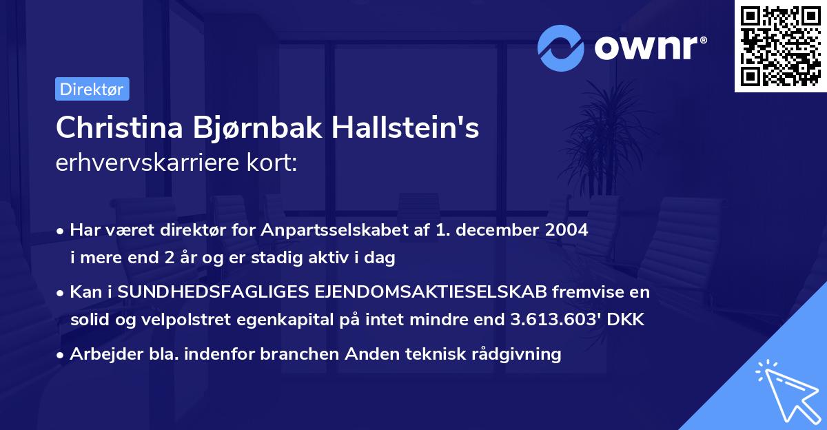 Christina Bjørnbak Hallstein's erhvervskarriere kort
