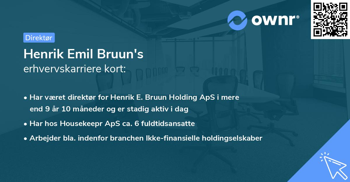 Henrik Emil Bruun's erhvervskarriere kort