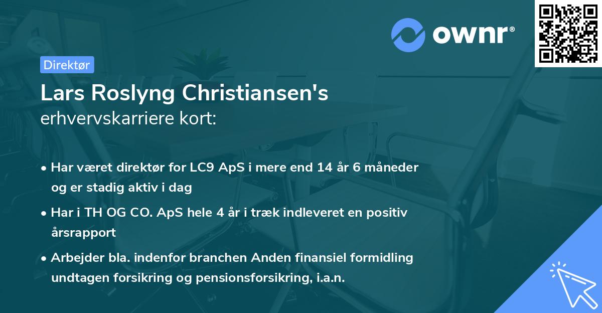 Lars Roslyng Christiansen's erhvervskarriere kort