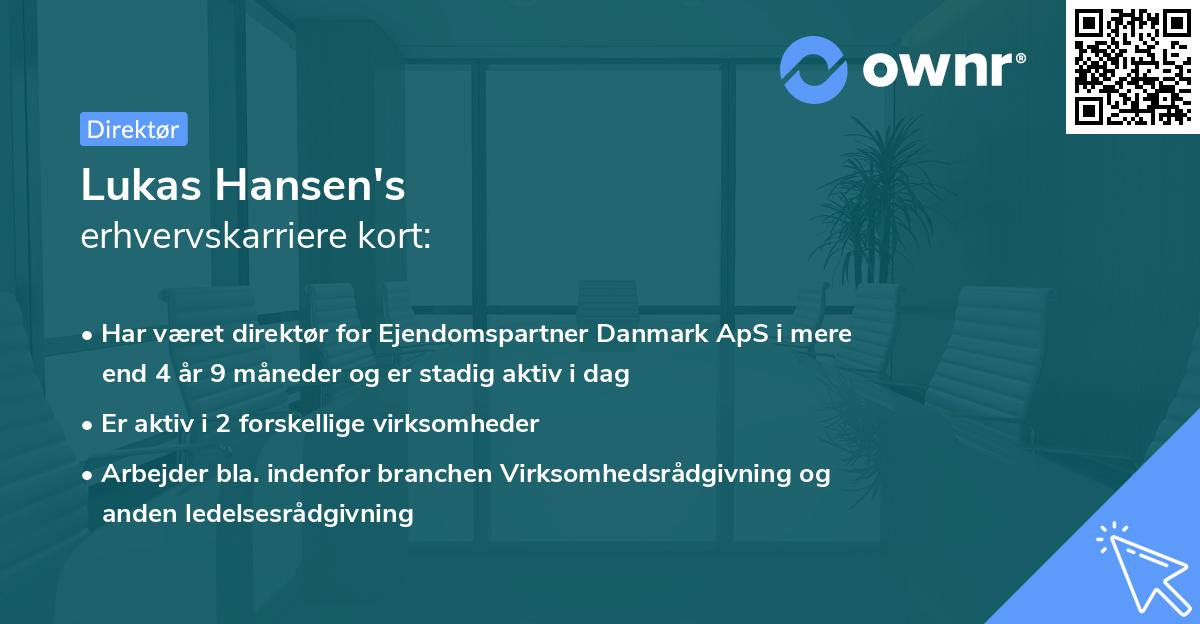 Lukas Hansen's erhvervskarriere kort