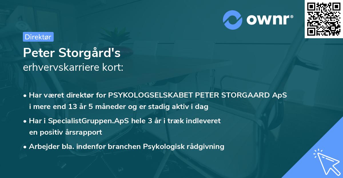 Peter Storgård's erhvervskarriere kort