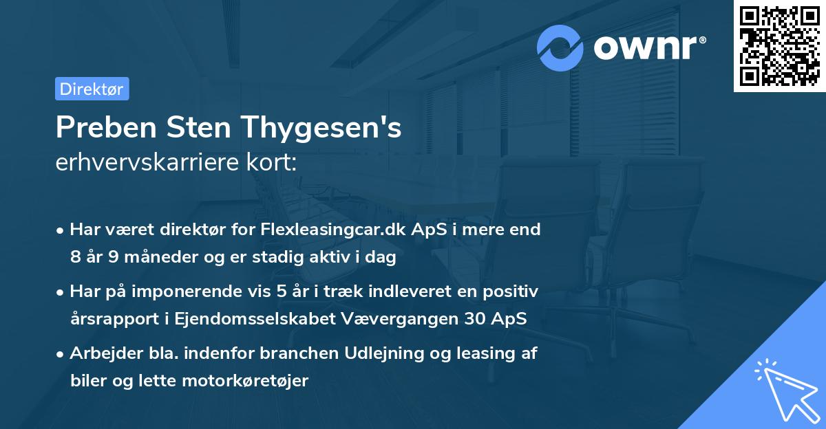 Preben Sten Thygesen's erhvervskarriere kort