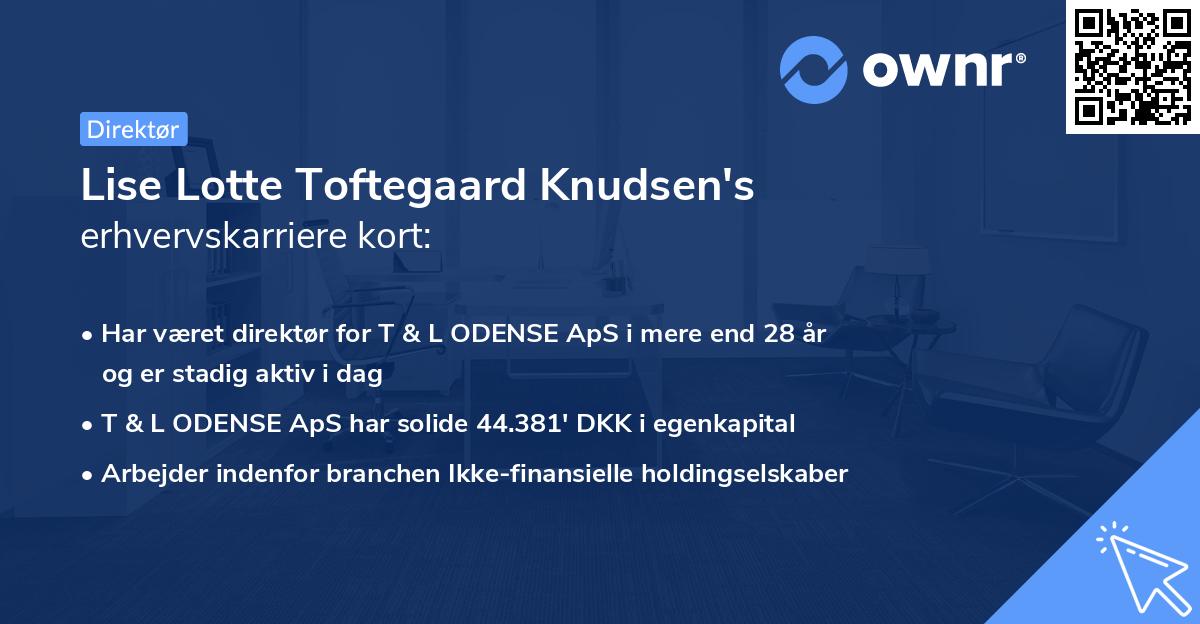 Lise Lotte Toftegaard Knudsen's erhvervskarriere kort