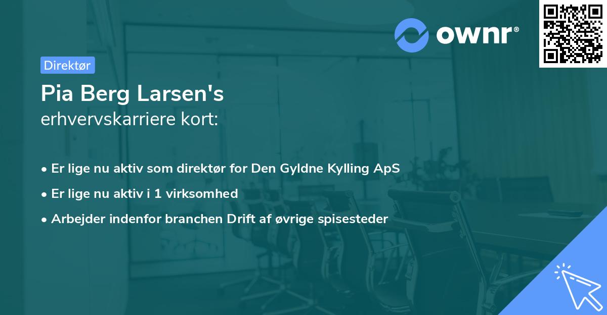 Pia Berg Larsen's erhvervskarriere kort