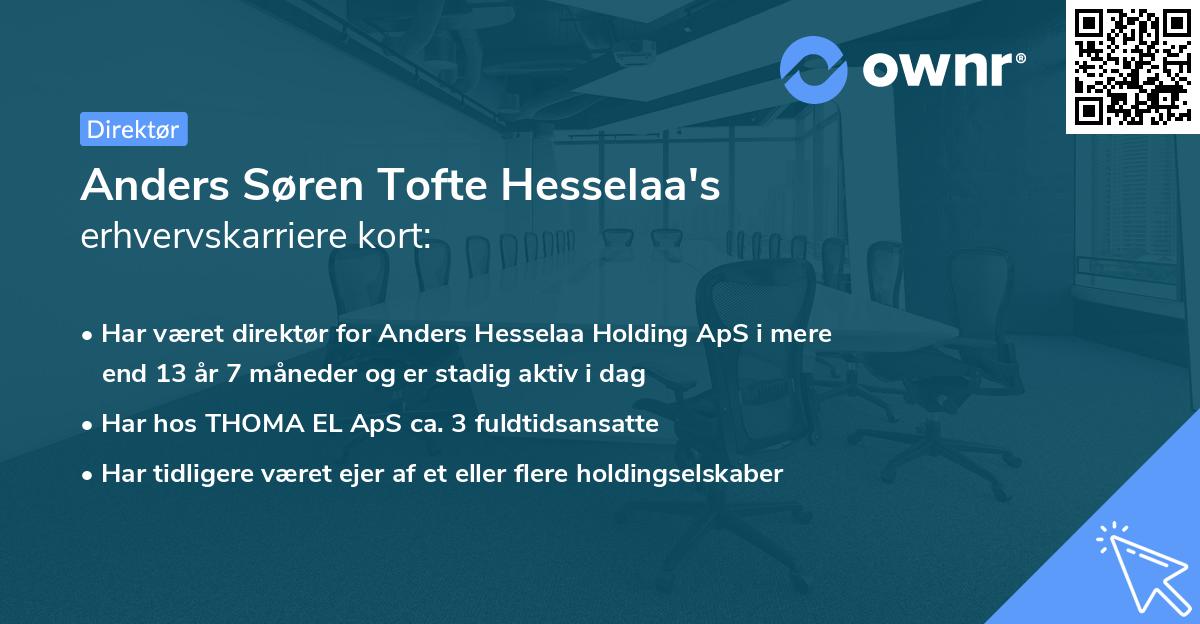 Anders Søren Tofte Hesselaa's erhvervskarriere kort