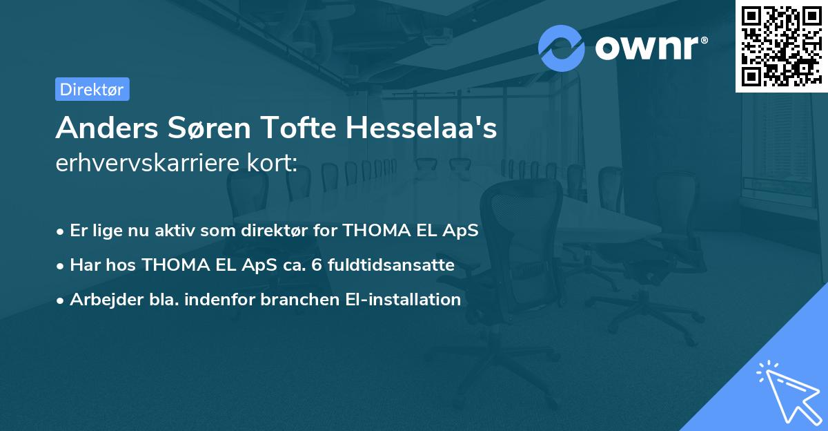 Anders Søren Tofte Hesselaa's erhvervskarriere kort