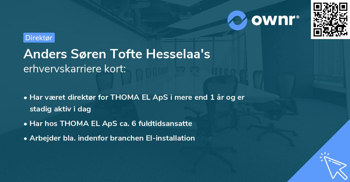 Anders Søren Tofte Hesselaa's erhvervskarriere kort