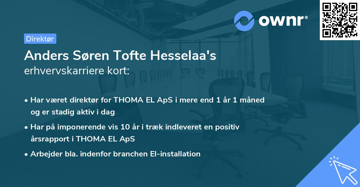 Anders Søren Tofte Hesselaa's erhvervskarriere kort