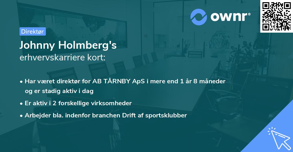 Johnny Holmberg's erhvervskarriere kort