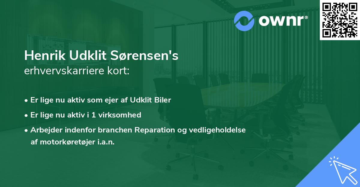 Henrik Udklit Sørensen's erhvervskarriere kort