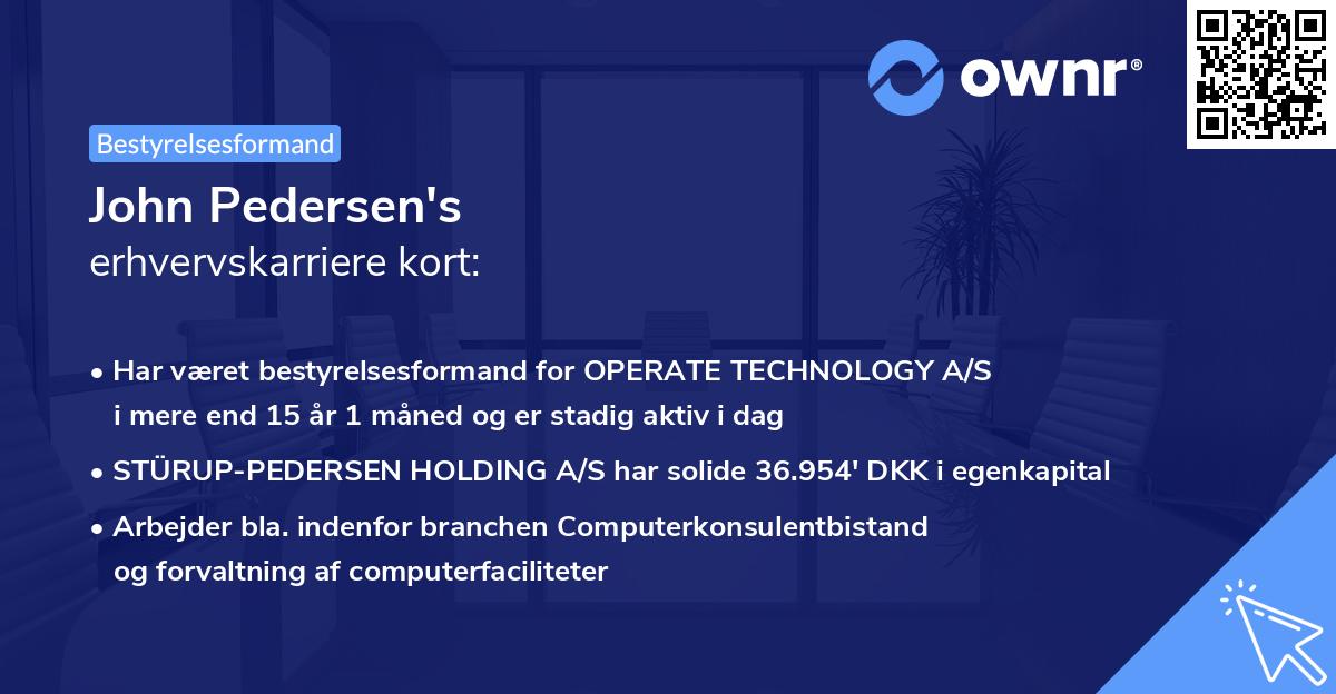 John Pedersen's erhvervskarriere kort